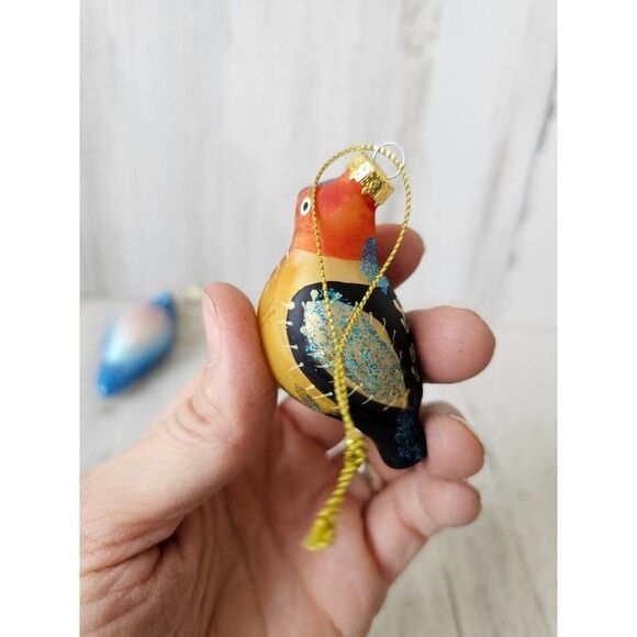 Glass bluebird ornament quail Xmas tree set lot unique - Picture 14 of 15